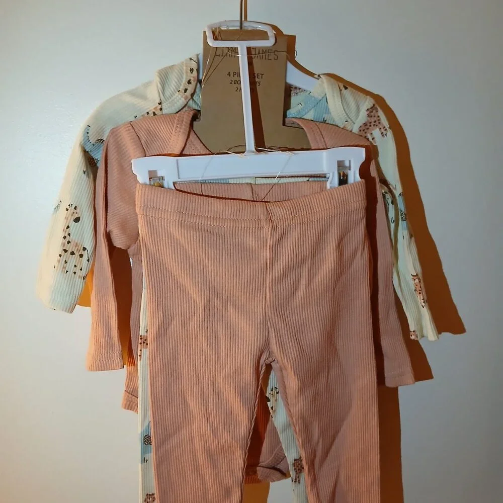 4-Piece Baby Outfit Set – Liam & James Onesies + Pants (3–6 Months, NWT) - Picture 5 of 5